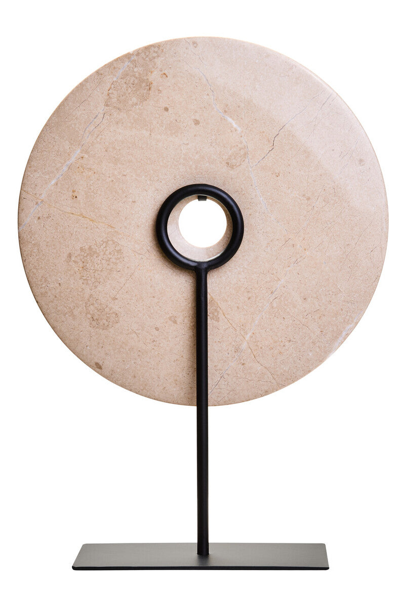 Zoro Large Cream Marble Round Dia 30cm Disc Sculpture - Image 4