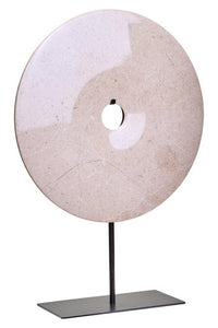 Zoro Extra Large Round Cream Marble Disc Sculpture