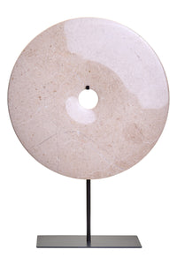 Zoro Extra Large Round Cream Marble Disc Sculpture