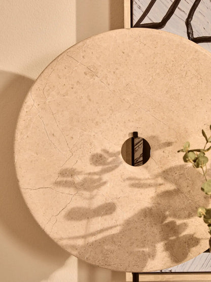 Extra Large Cream Round Dia 35cm Marble Disc Sculpture | Zoro