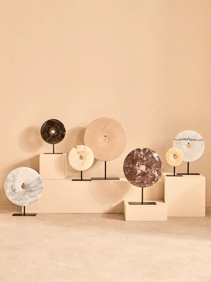Extra Large Cream Round Dia 35cm Marble Disc Sculpture | Zoro