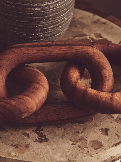 Cato Brown Wood Three Link Chain Decor