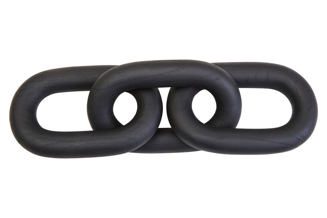 Cato Black Wood Three Link Chain Decor