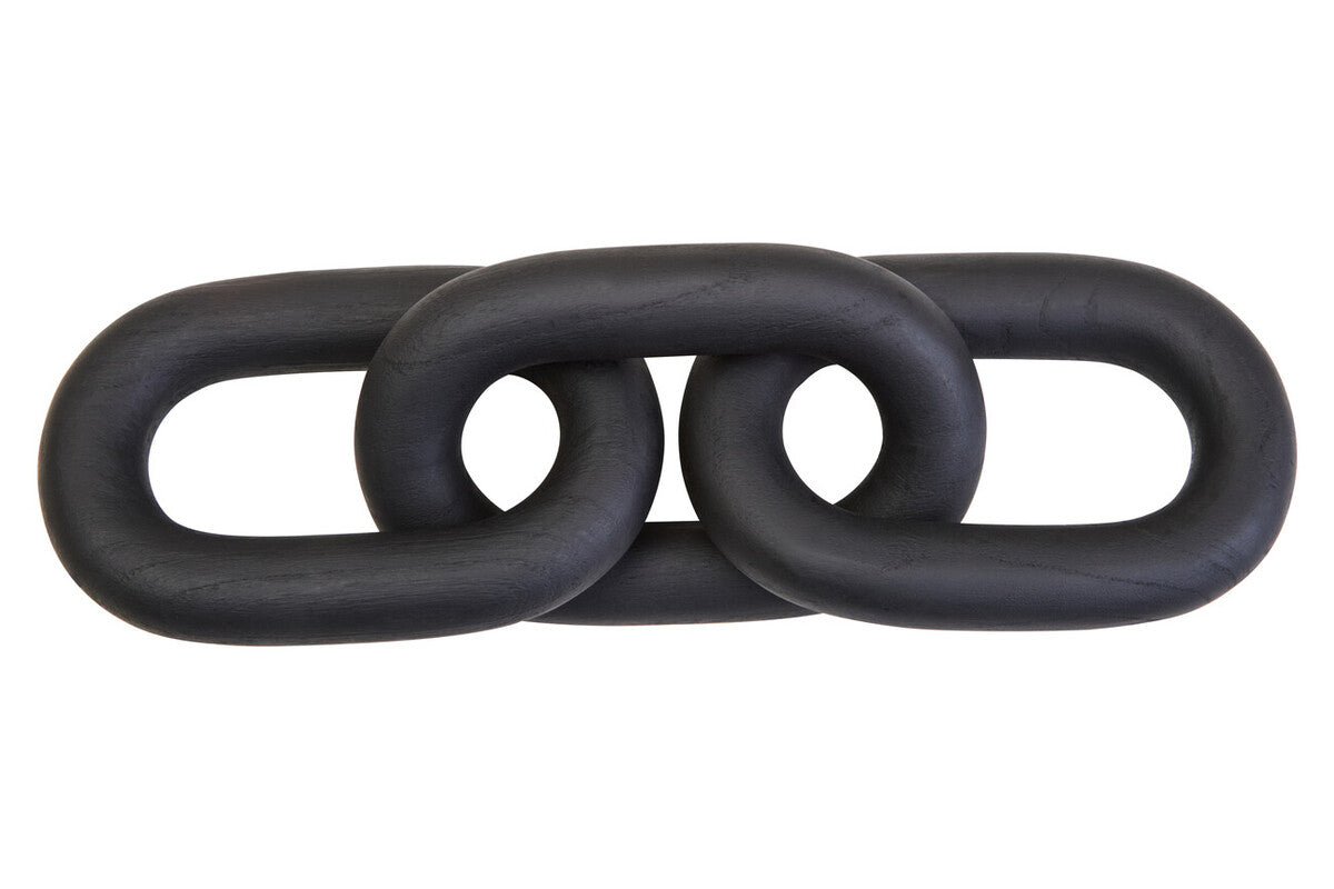 Cato Black Wood Three Link Chain Decor