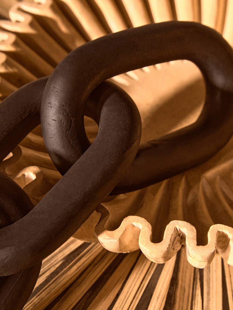 Cato Black Wood Three Link Chain Decor