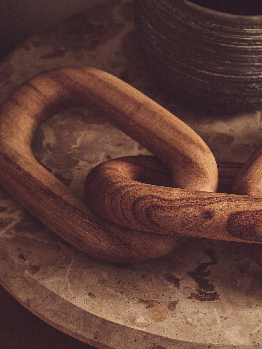 Cato Natural Wood 3 Link Chain Decor