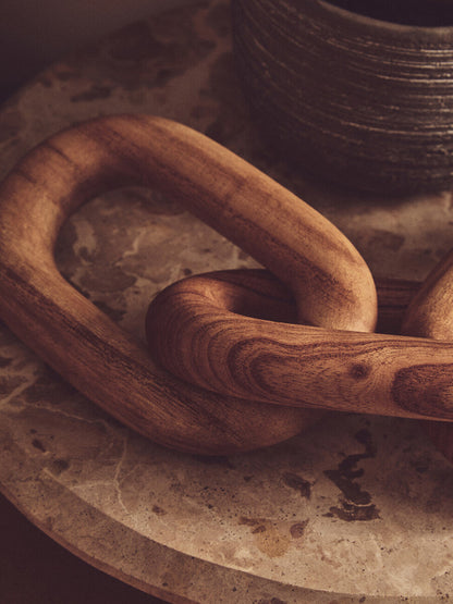 Cato Natural Wood Three Link Chain Decor