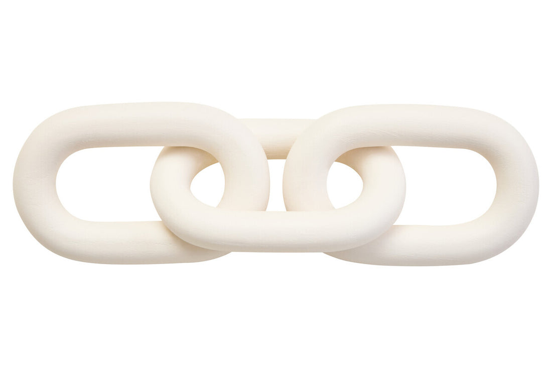 Cato White Wood 3 Link Chain Decor