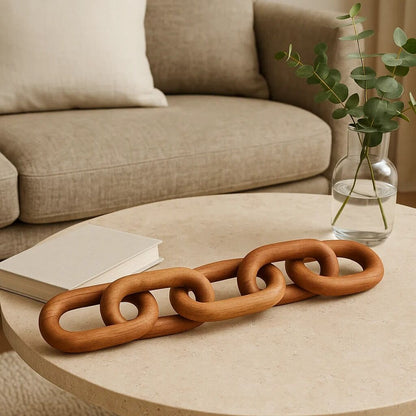 Cato Brown Wood 5 Link Table Decor Chain