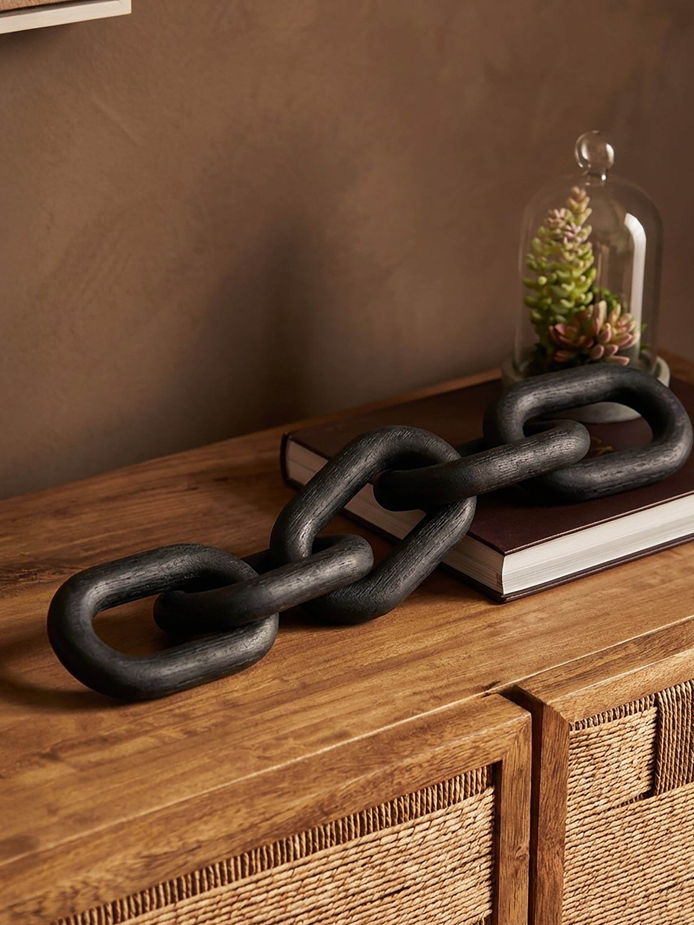 Cato Black Wood 5 Link Table Decor Chain - Image 4