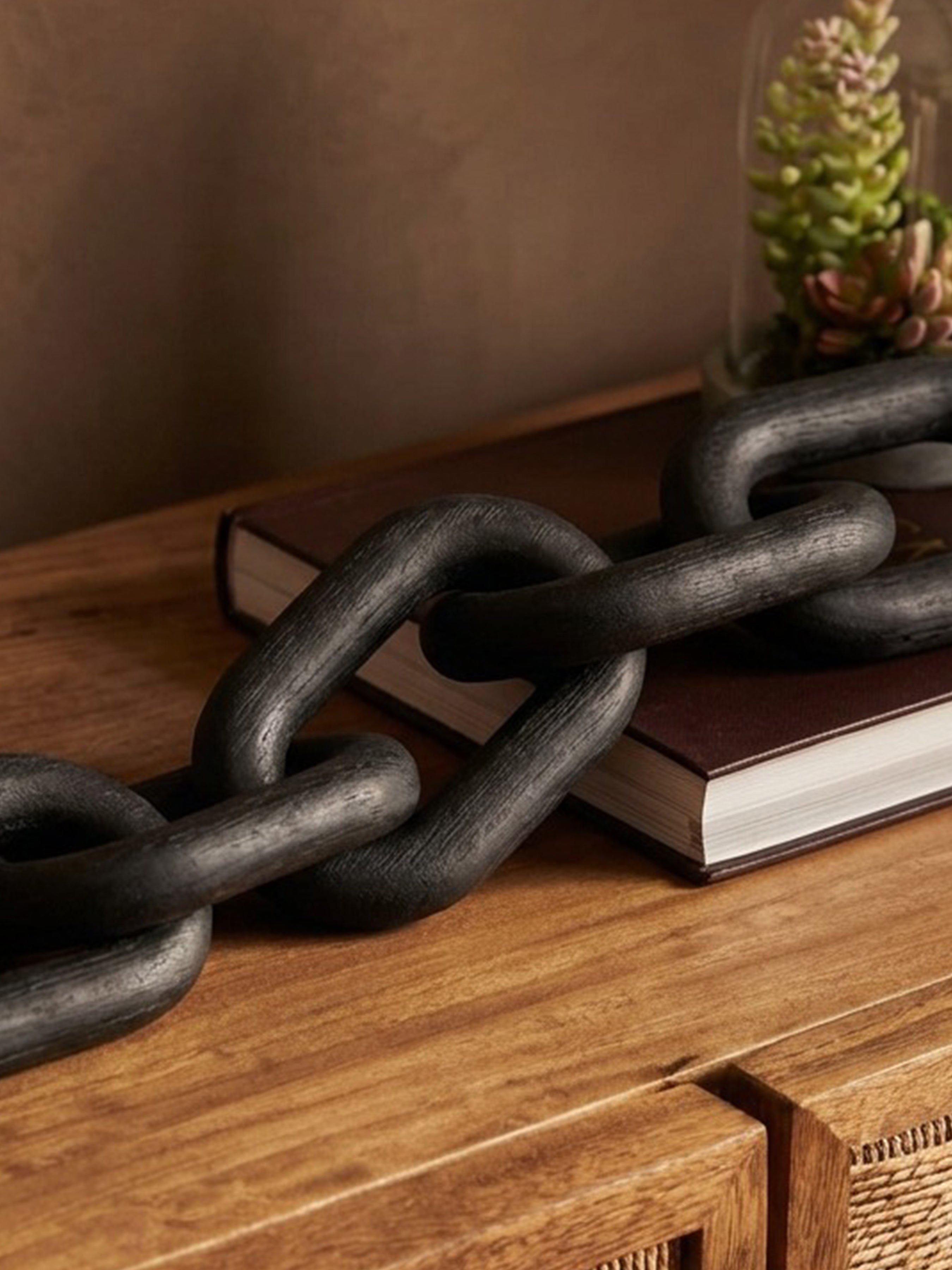 Cato Black Wood 5 Link Table Decor Chain - Image 5