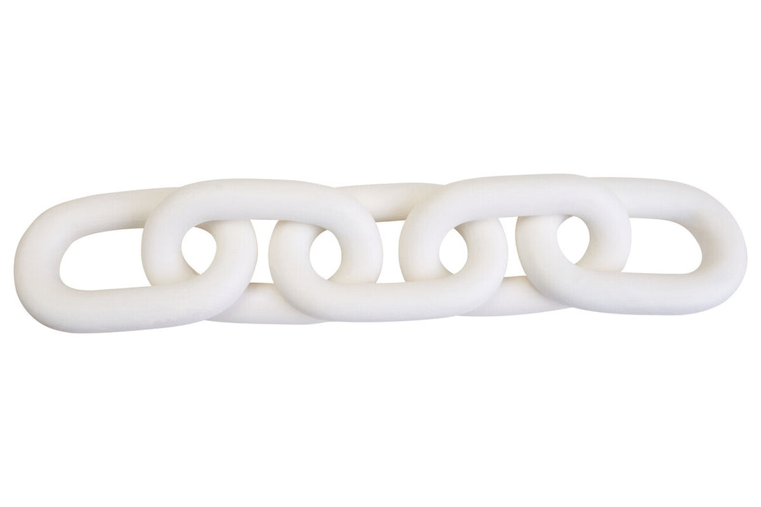 Cato White Wood Five Link Chain Decor