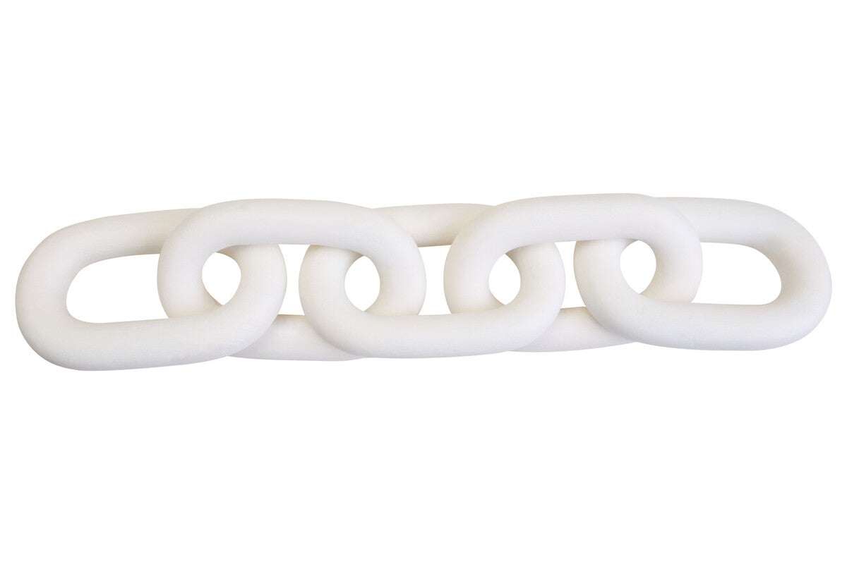 Cato White Wood Five Link Chain Decor