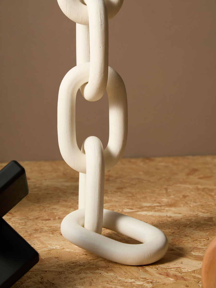 Cato White Wood 5 Link Chain Decor