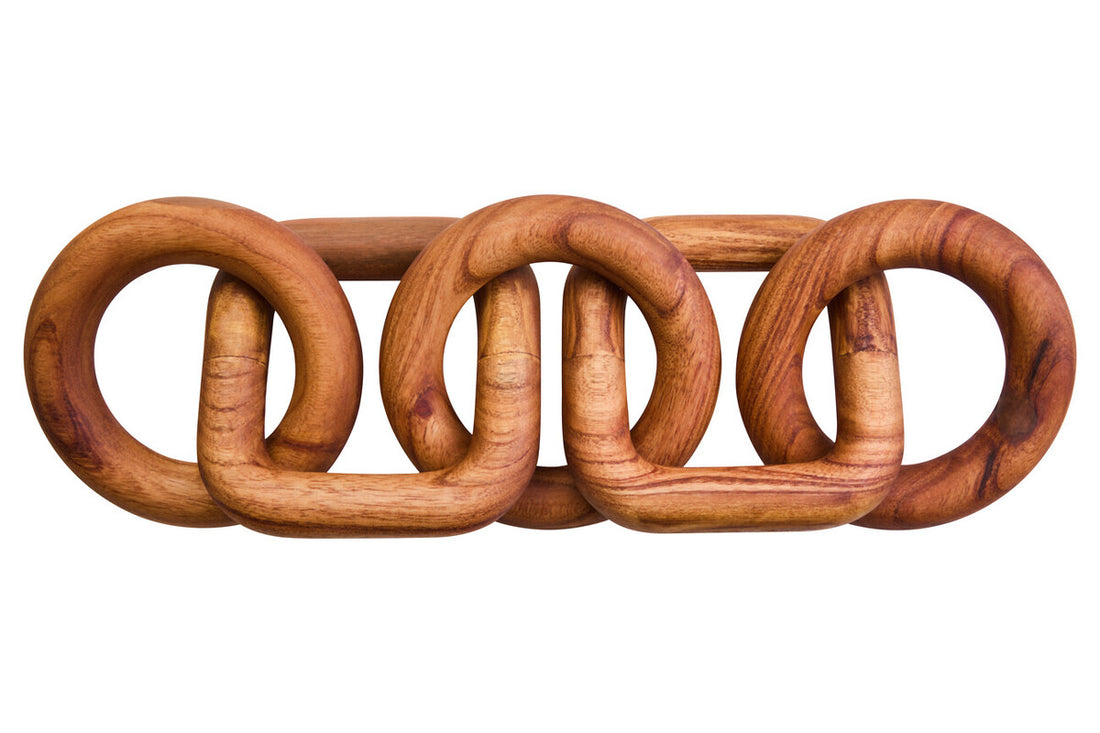 Cato Brown Wood Five Link Chain Decor