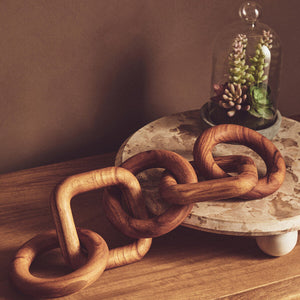 Brown Wood Five Link Table Decor Chain | Cato
