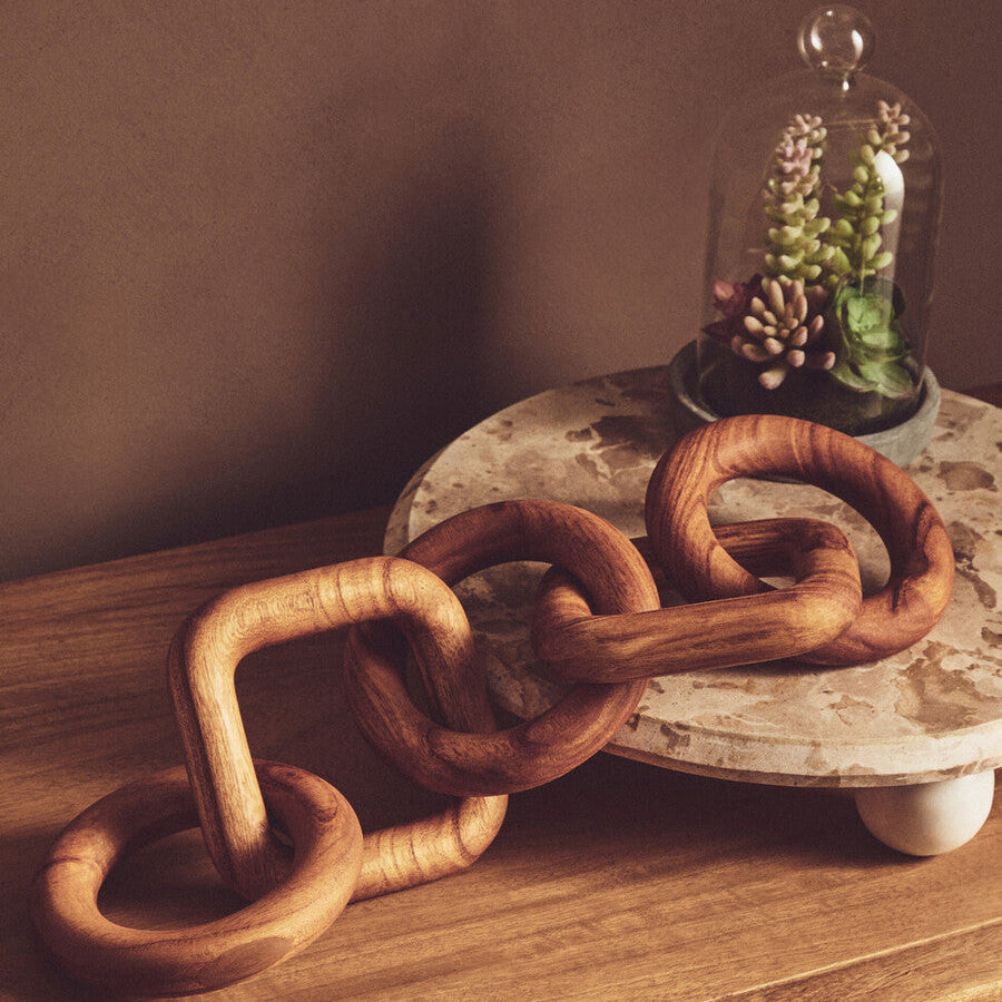 Cato Brown Wood Five Link Chain Decor