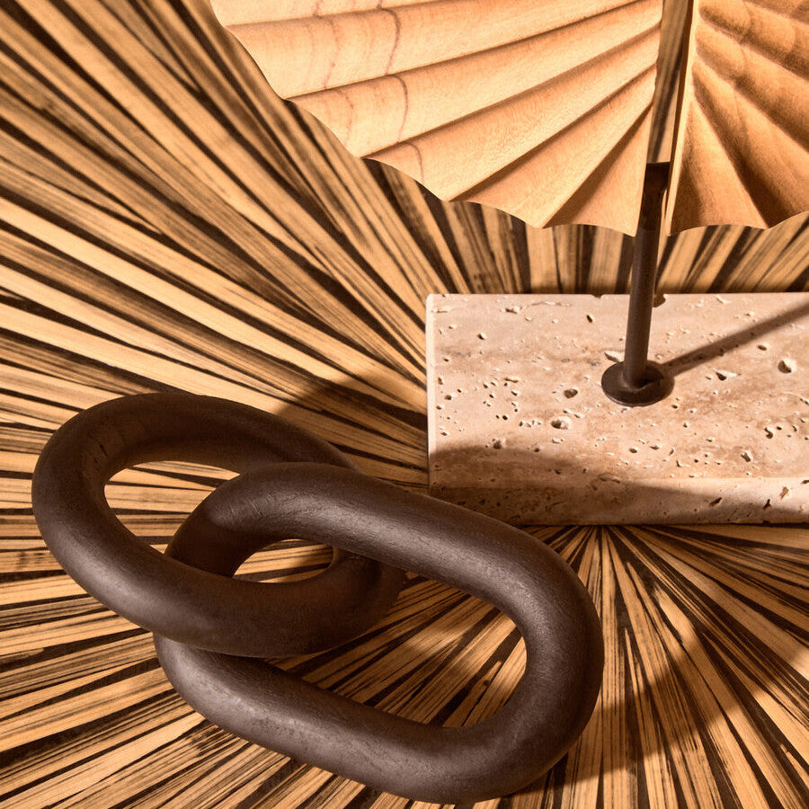 Cato Black Wood Two Link Chain Decor