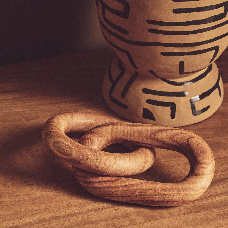 Cato Natural Wood Two Link Chain Decor