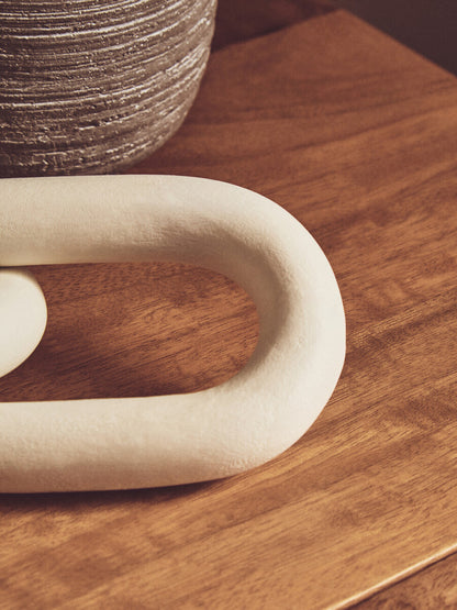 Cato White Wood Two Link Chain Decor