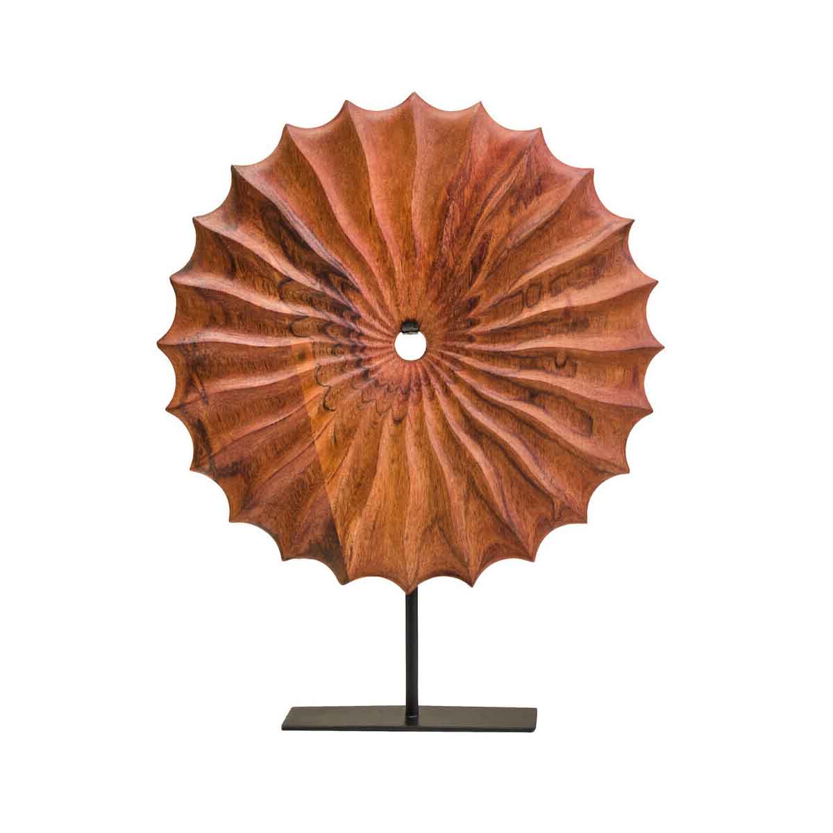 Westo Brown Wood Round Sculpture With Black Base