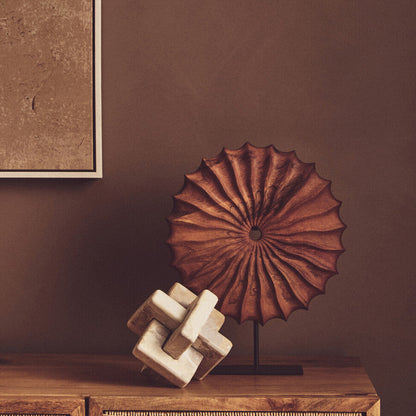 Westo Brown Wood Round Sculpture With Black Base