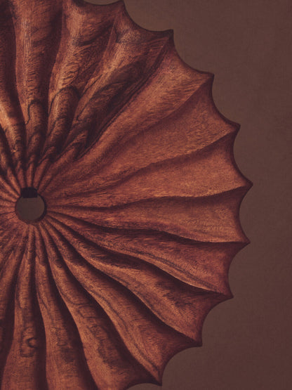 Brown Wood Round Sculpture with Black Base | Westo