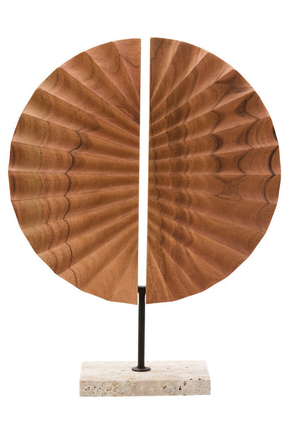 Westo Natural Wood Sculpture With Travertine Base