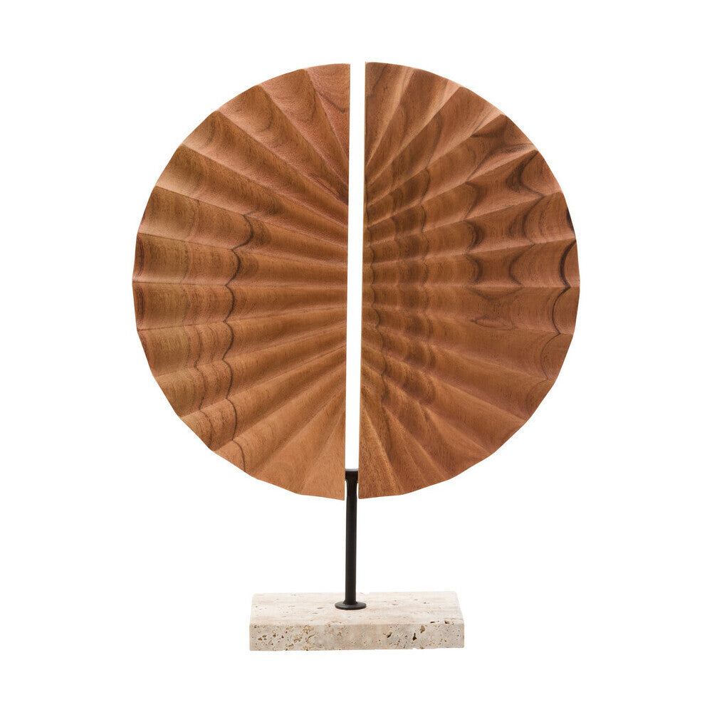 Westo Natural Wood Sculpture With Travertine Base
