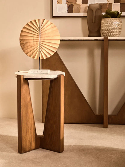 Westo Natural Wood Sculpture With Travertine Base