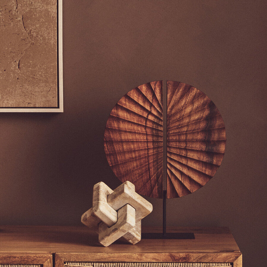 Westo Brown Wood Sculpture With Black Base