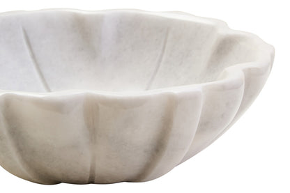 Zoro Small White Marble Lotus Bowl