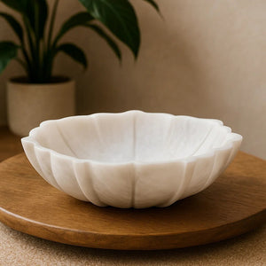 Small White Marble Lotus Bowl | Zoro