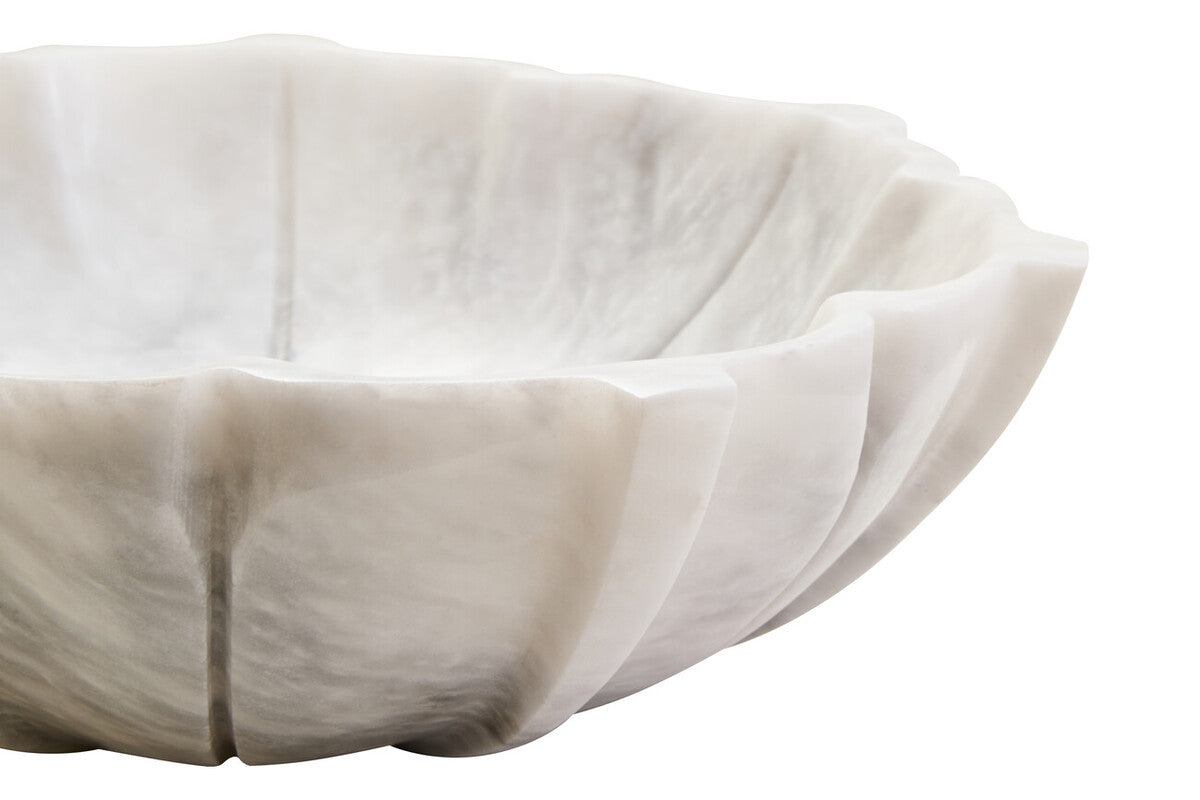 Zoro Medium White Marble Lotus Bowl