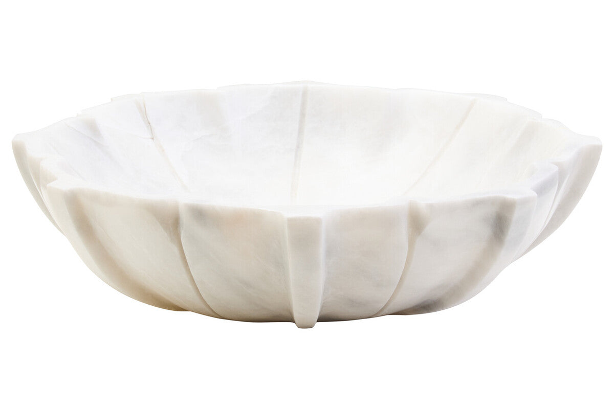 Zoro Large White Marble Lotus Bowl