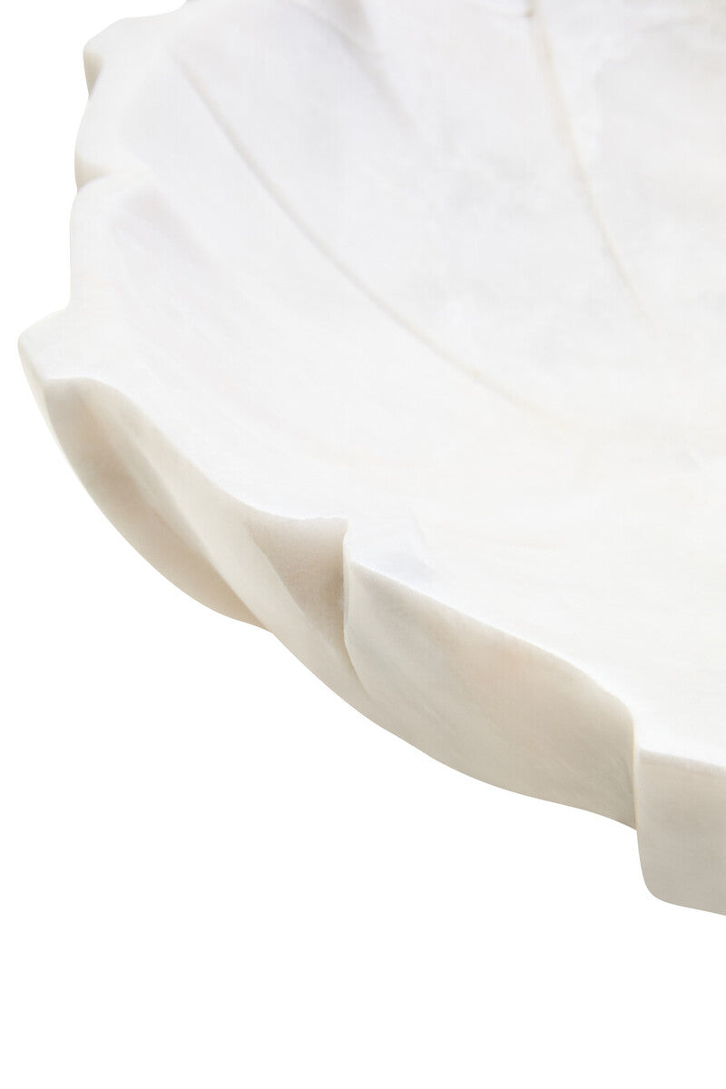 Zoro Large White Marble Lotus Bowl