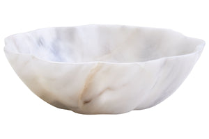 Zoro Small White Marble Scalloped Bowl