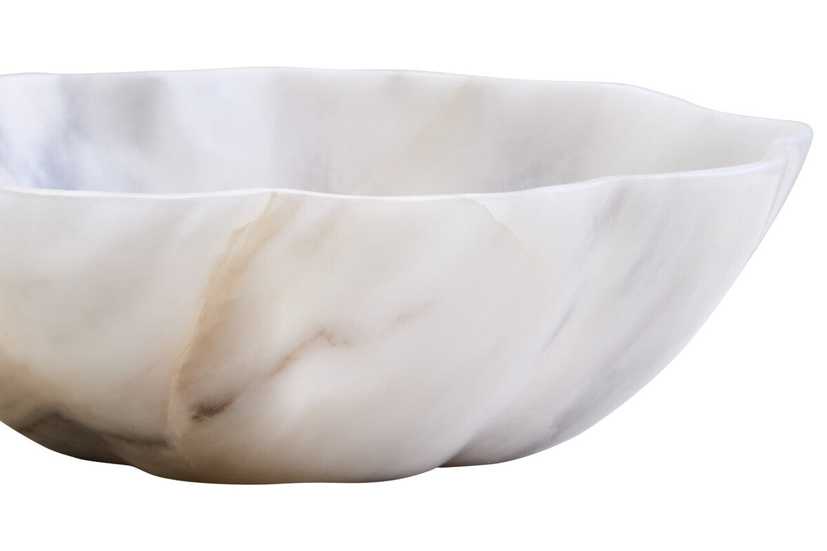 Zoro Small White Marble Scalloped Bowl