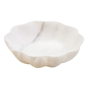 Zoro Medium White Marble Scalloped Bowl