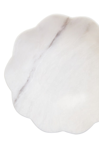 Zoro Medium White Marble Scalloped Bowl