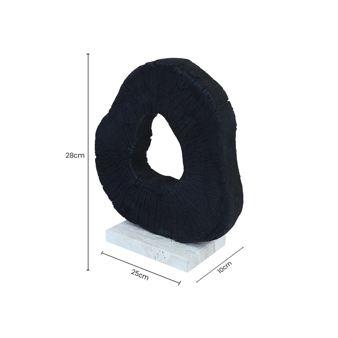 Tibor Black Mango Wood Sculpture With Travertine Base