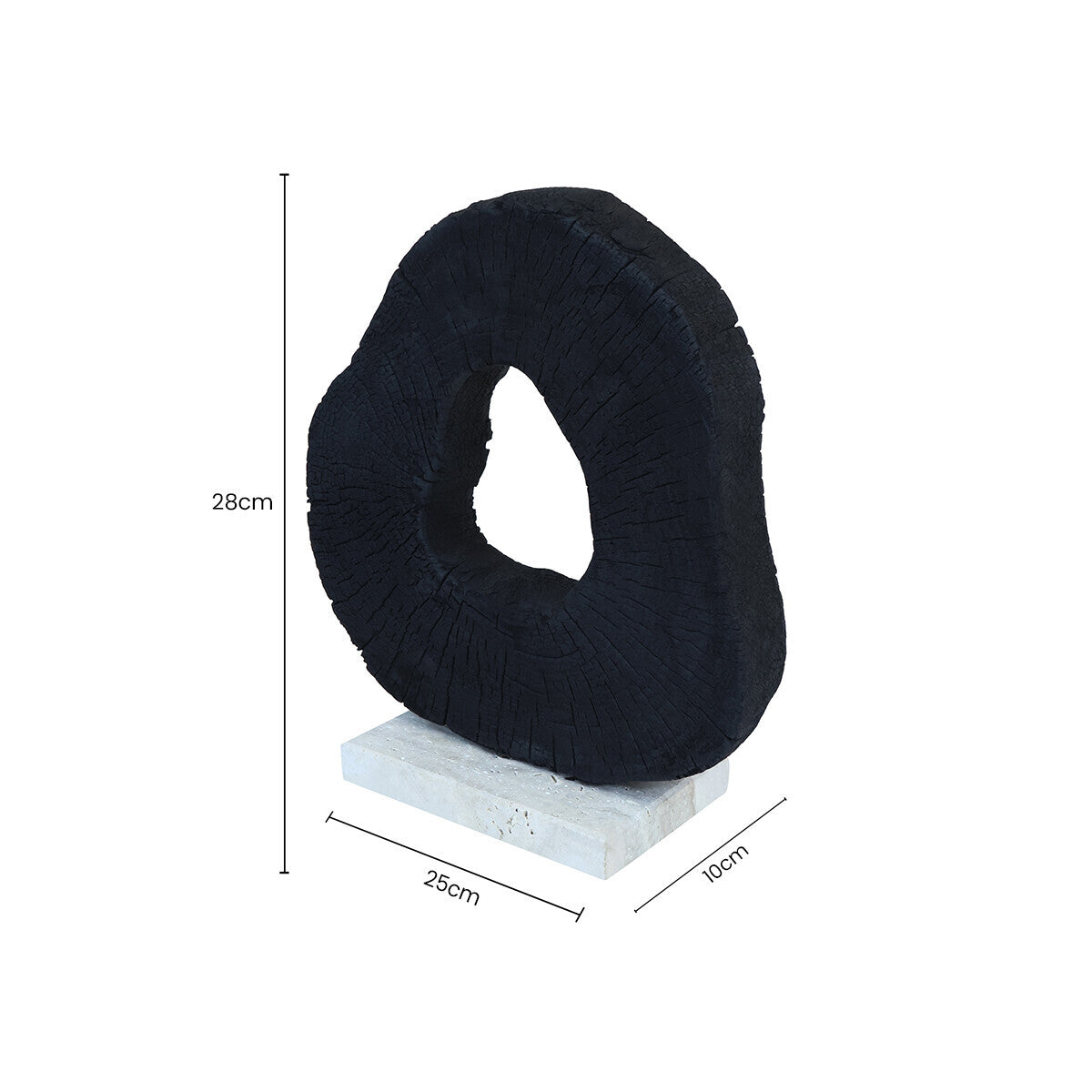 Tibor Black Mango Wood Sculpture With Travertine Base