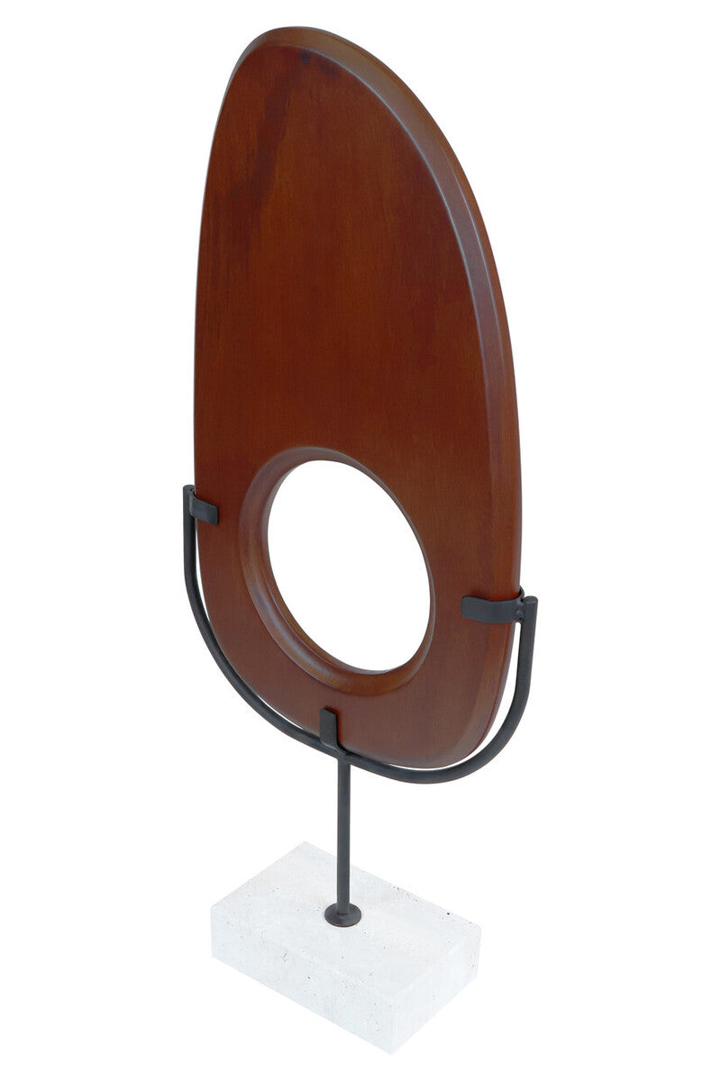 Westo Natural Wood Vertical Sculpture With Travertine Base