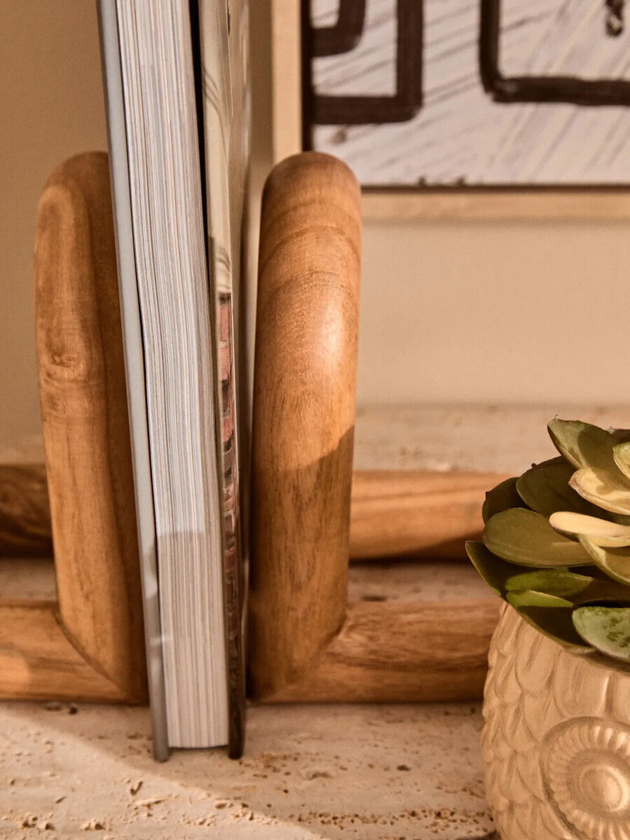 Arlo Natural Wood Set Of 2 Bookends