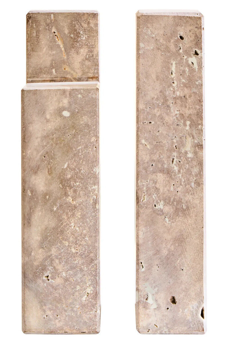 Tibor Set Of Two Sculptural Travertine Bookends