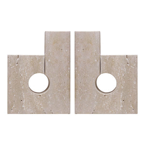 Tibor Set Of Two Sculptural Travertine Bookends