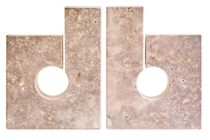 Tibor Set Of Two Sculptural Travertine Bookends