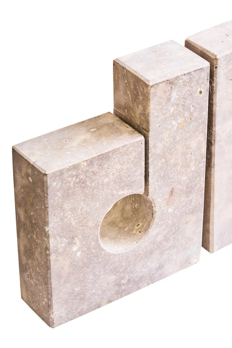Tibor Set Of Two Sculptural Travertine Bookends