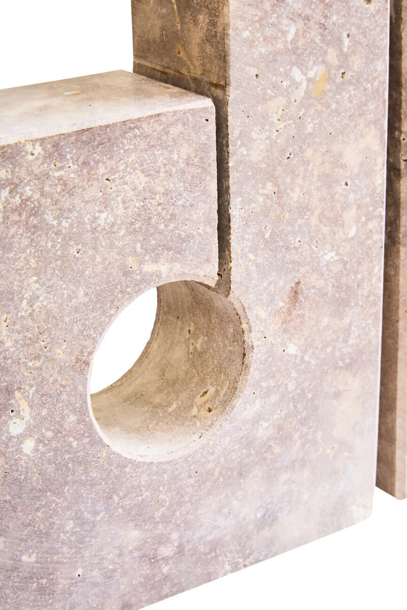 Tibor Set Of Two Sculptural Travertine Bookends