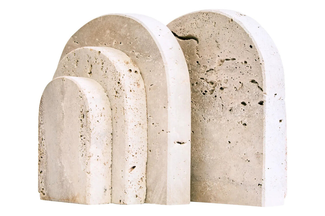 Tibor Set Of Two Arched Travertine Bookends
